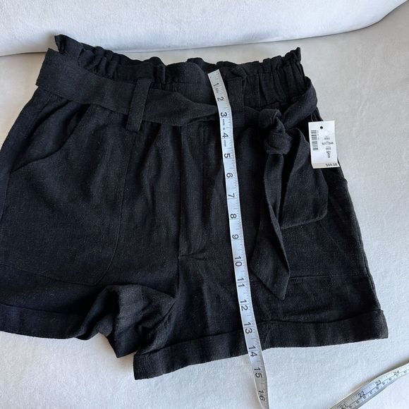 Aerospostale Black Linen Blend Paperbag SHORTS S NEW - Picture 8 of 9